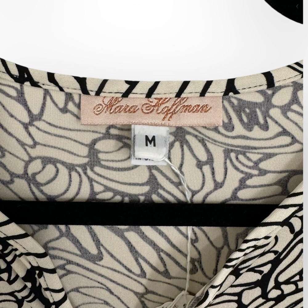 MARA HOFFMAN $340 Retail White/Black Silk Wrap Dress, Size Medium - Picture 15 of 16